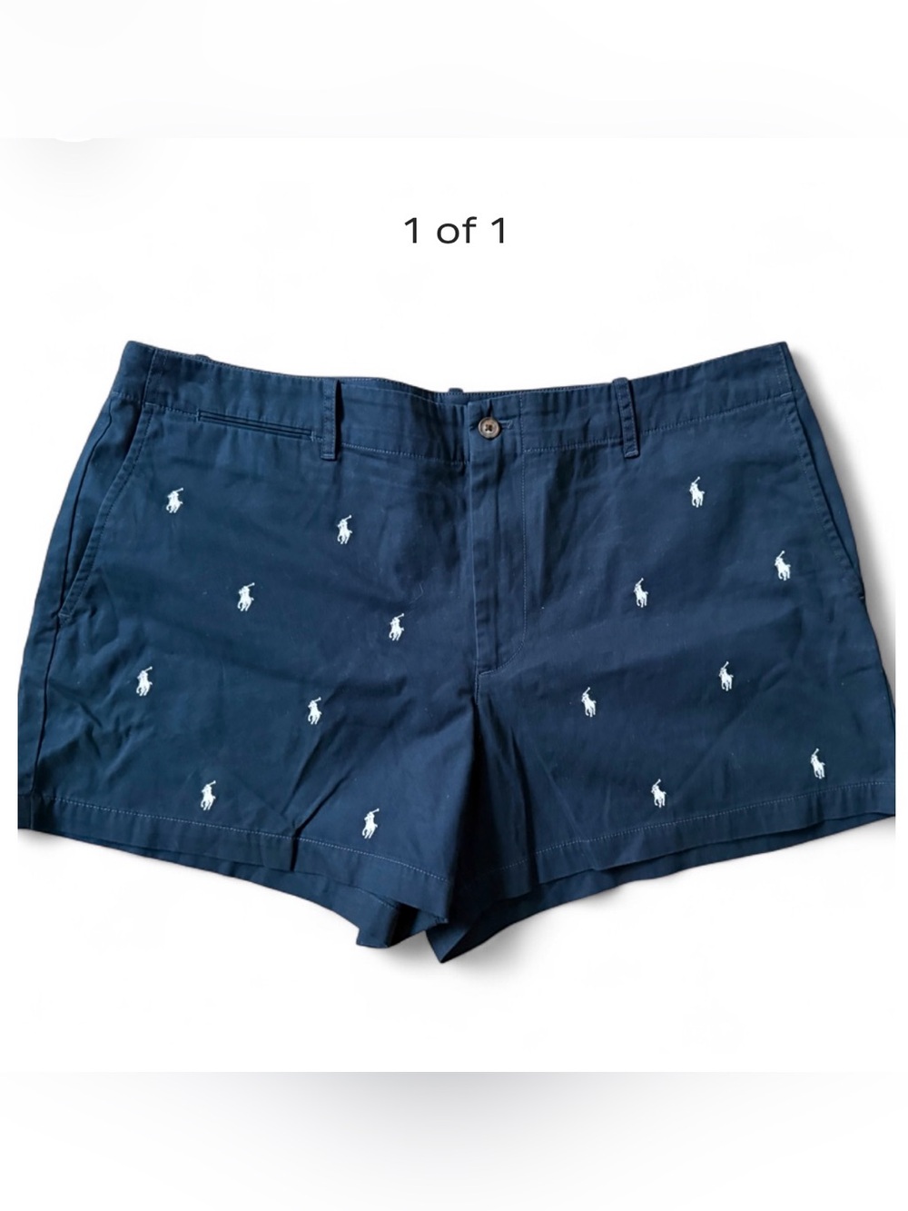 Polo Ralph Lauren Navy Allover Pony Embroidered Chino Shorts Size 14